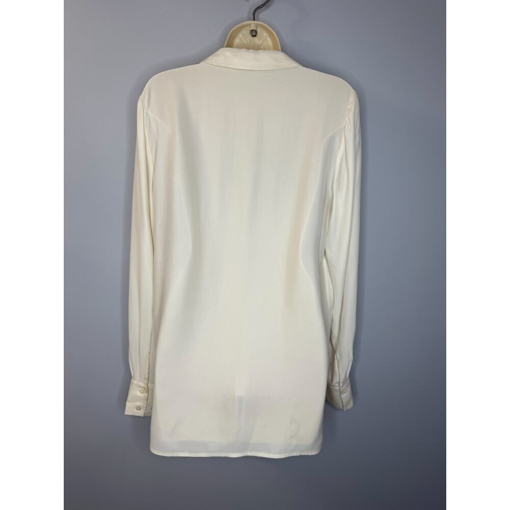 Frame Silk Pleated Button Down Blouse Cream Women's M Classic - Picture 5 of 11